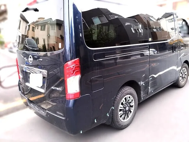 日産キャラバン 右側面の板金塗装・事故修理＋コーティング｜横浜市都筑区 ケービーエス