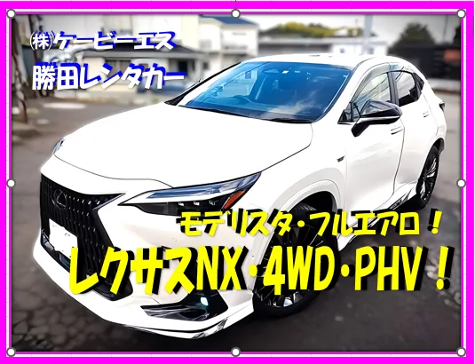 事故代車のレクサスNX450h+（モデリスタ フルエアロ）。勝田レンタカーの保有車両
