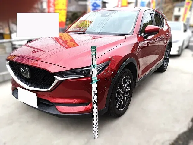 マツダCX-5（KF2P）左フロント バンパー割れ整形と46Vソウルレッド3コート塗装の事例